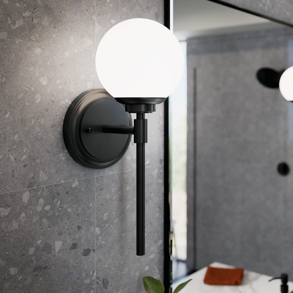 Benno 1-Light Wall Sconce with Opal Glass Shade
