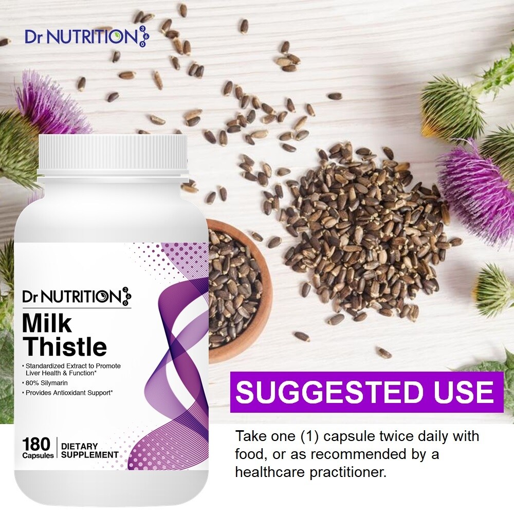 Dr Nutrition 360 Milk Thistle Promotes Liver Health And Function 180 Capsules 3 Months Supply Dietary Supplement Overstock 31789517