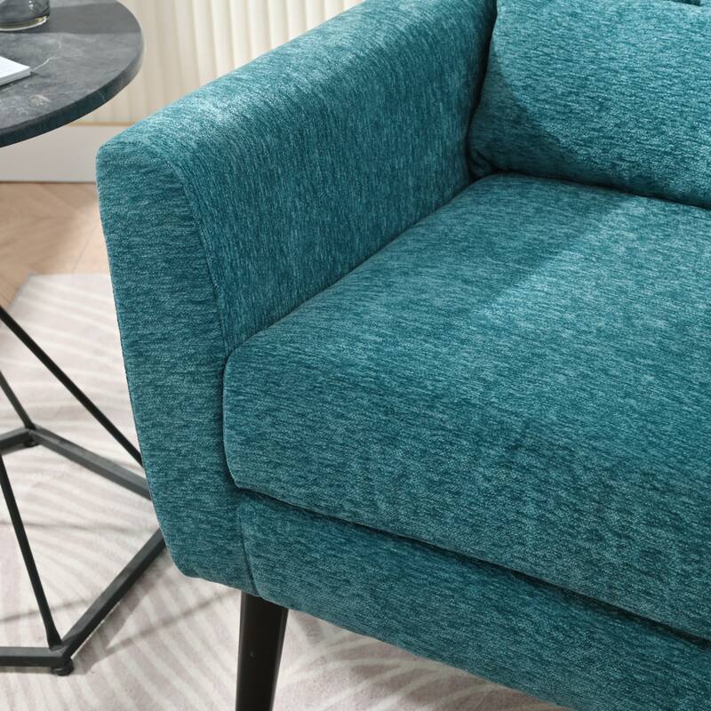 Chenille Modern Accent Chair with Wooden Legs and Mid-Century Lounge Chair (275lb Capacity)