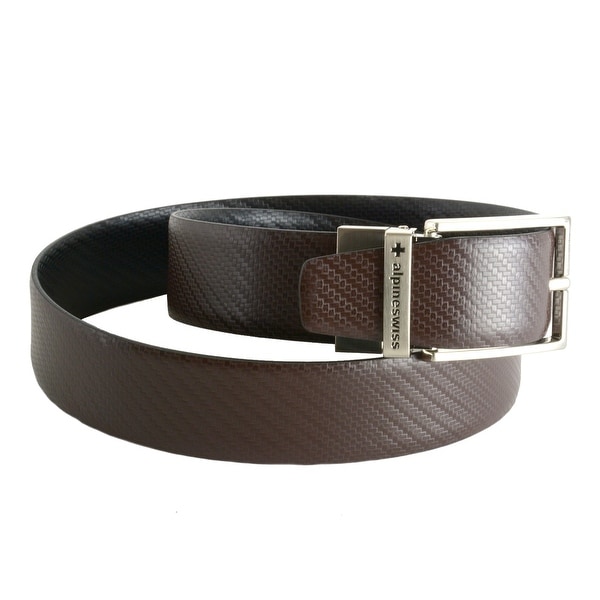 Alpine Swiss Mens Dress Belt Reversible Black Brown Leather Imported from Spain