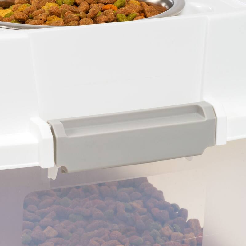 Elevated Feeder with Airtight Pet Food Storage and Removable Bowls, White