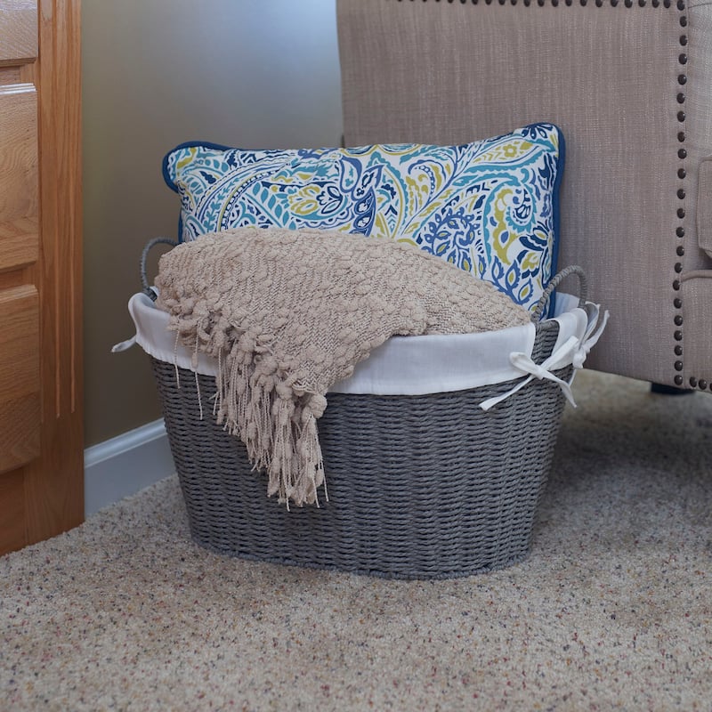 Household Essentials Woven Laundry Basket with Handles and Liner