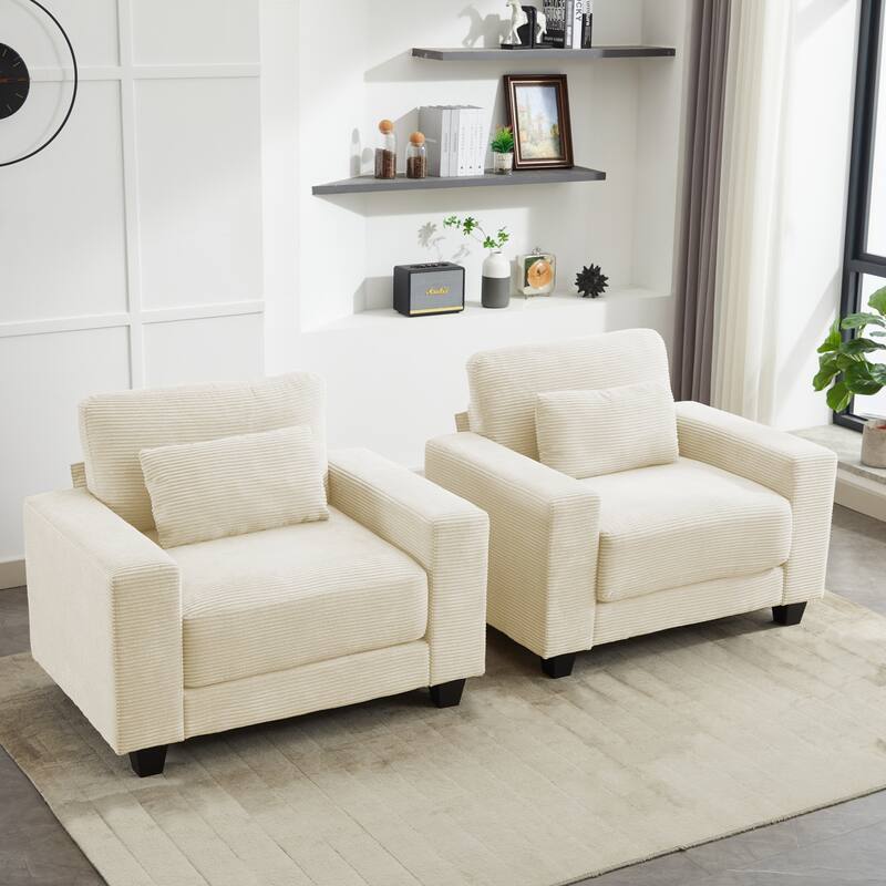 Corduroy Widened Single Sofa Chair, A Extra Lumbar Pillow