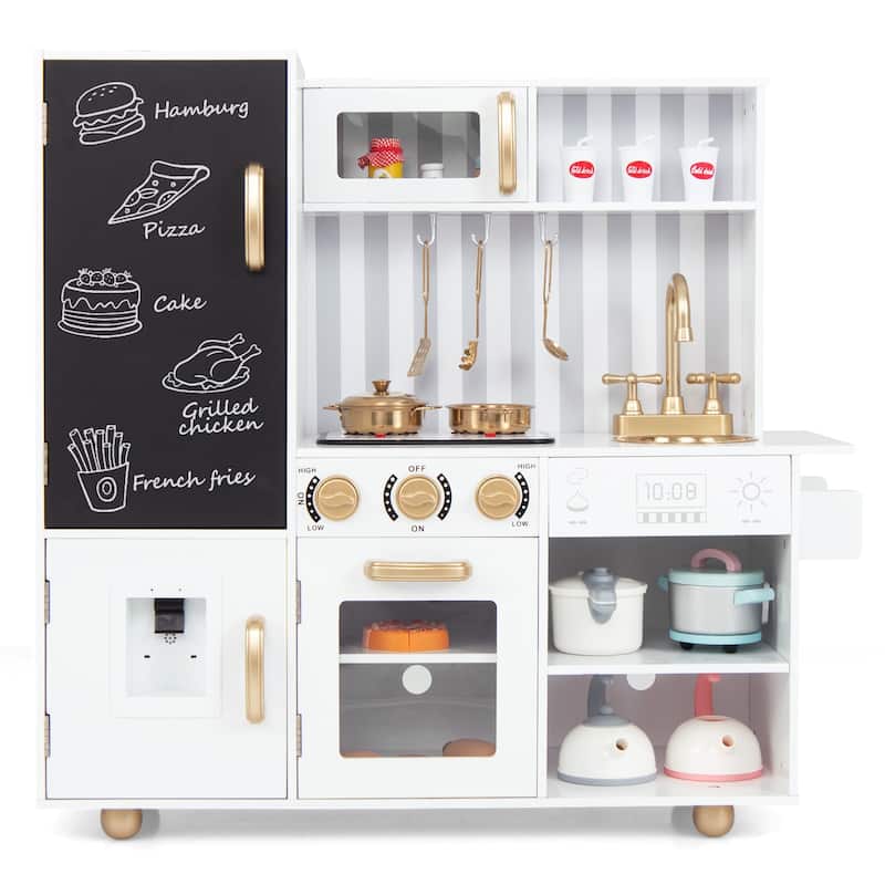 Pretend Play Kitchen for Kids with Real Sounds and Lights - 32.5" x 12" x 32" - White