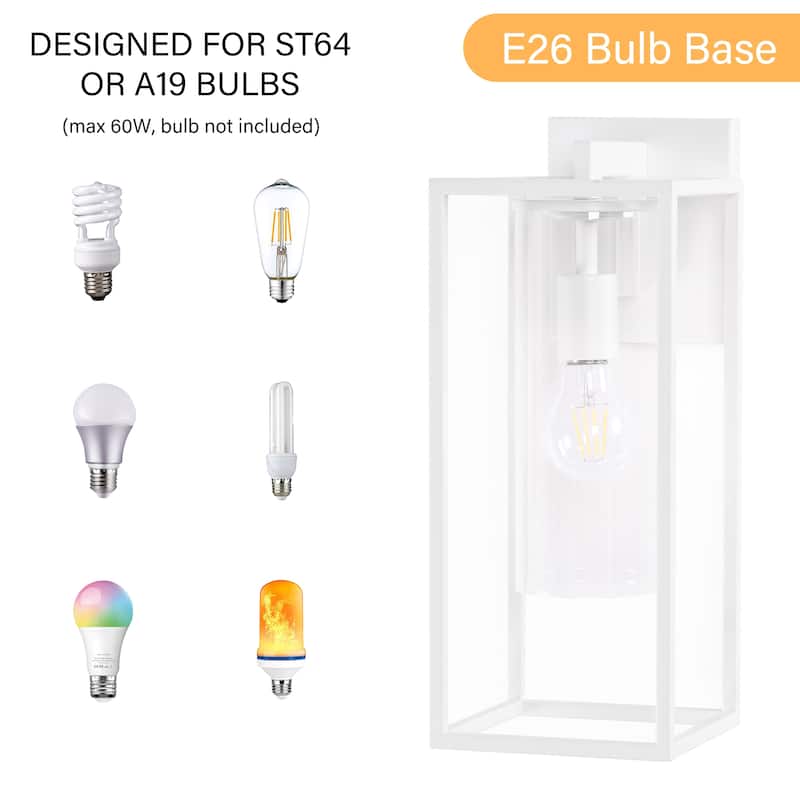 2 Pack Metal 1-Light Clear Glass Outdoor Wall Sconce Light