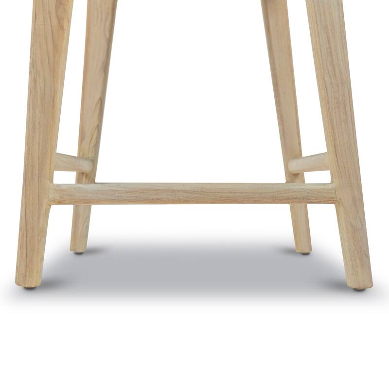 Poly and Bark Banda Teak & Leather Counter Height Stool - Solid Wood Frame