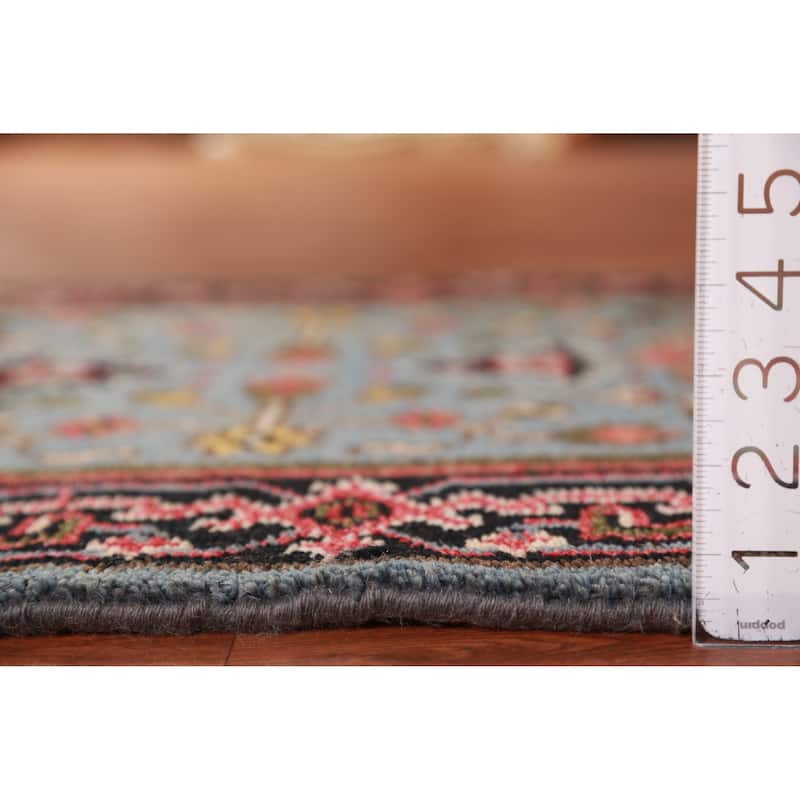 Hand Knotted Oriental 100% Wool Carpet Traditional Geometric Navy Blue & Blues Heriz (serapi) Runner Rug - 7' 11'' X 2' 7''
