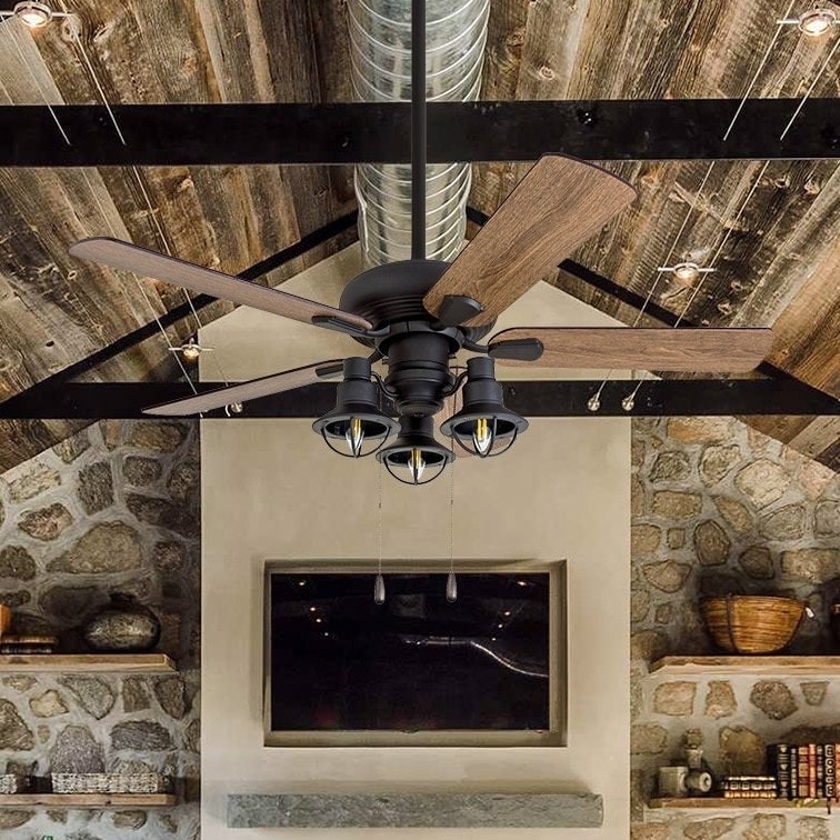 Prominence Home Piercy Coastal Aged Bronze LED Lantern Light Ceiling Fan Fixture 