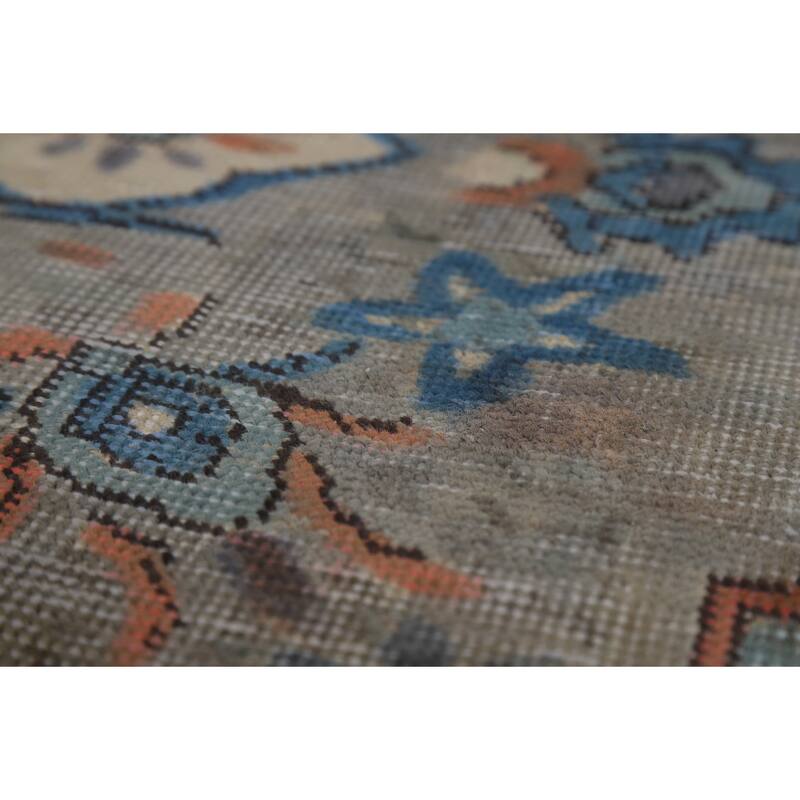 Traditional Tabriz Persian Area Rug Blue Hand-Knotted Wool Carpet - 6'5"x 9'4"