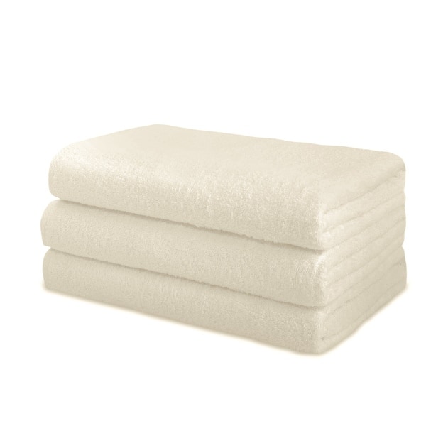 slide 2 of 8, CTT Arsenal %100 Turkish Cotton Jumbo Bath Sheet Set of 3 30" x 60" - Ivory