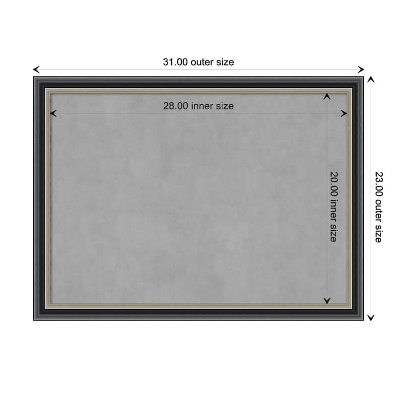 Amanti Art Theo Black Silver Framed Magnetic Board - Board Size 28x20