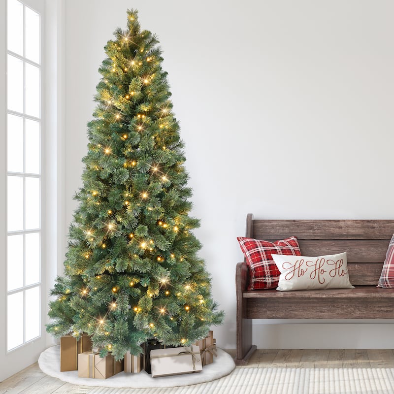 Puleo International 7.5 ft. Pre-Lit Montana Artificial Pine Tree