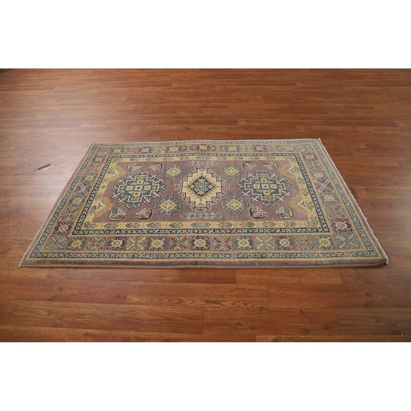 Brown Kazak Foyer Rug Handmade Traditional Wool Carpet - 2'9"x 4'3"