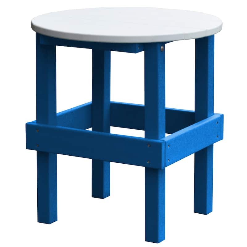 Poly Round Side Table - Blue with White Top