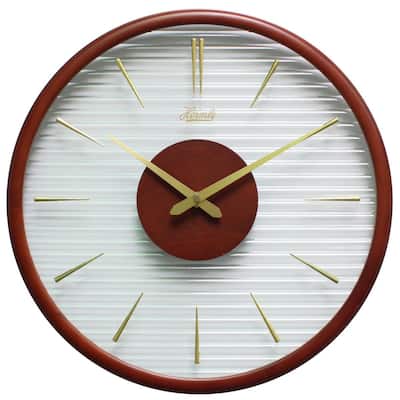 Round Quartz Movement Metal Wall Clock - 12" - Coffee Brown