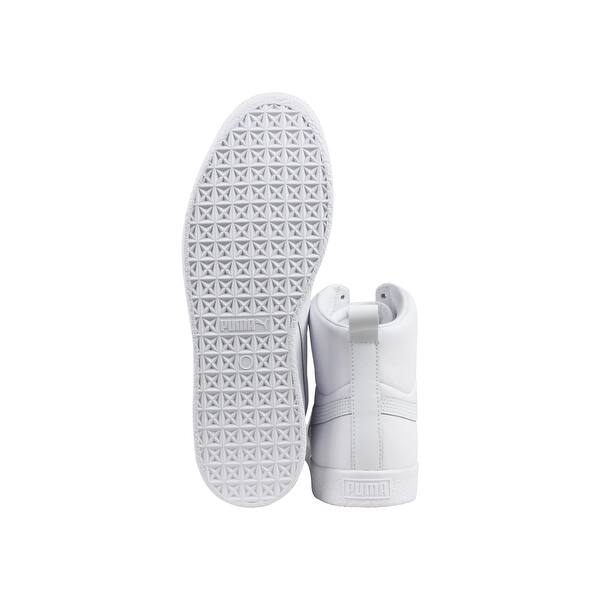 Shop Puma Clyde Mid Core Foil Mens White Leather High Top Lace Up Sneakers Shoes Overstock 22897770