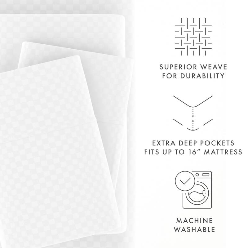 Becky Cameron Premium Checkered Pattern Microfiber 4-piece Deep Pocket Bed Sheet Set