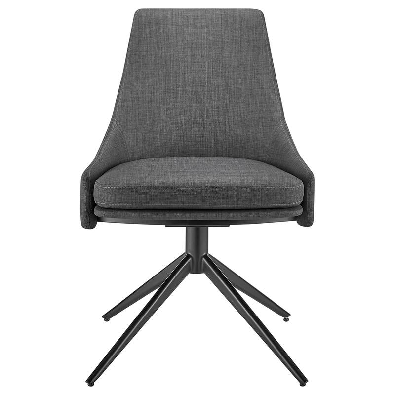 Signa Swivel Side Chair in Charcoal Fabric with Black Steel Base - Set of 1
