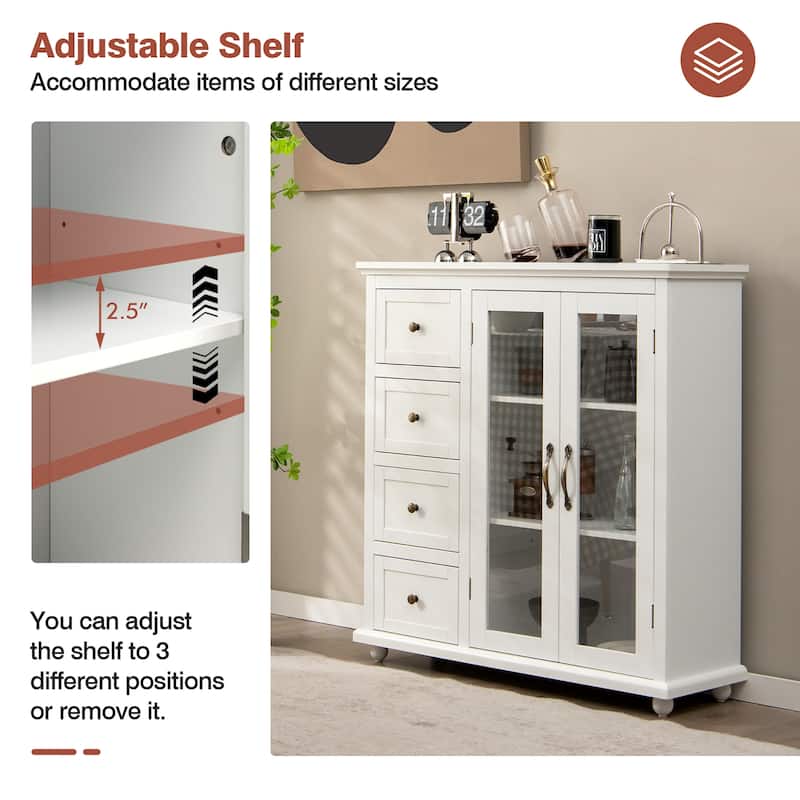 Costway Buffet Sideboard Table Kitchen Storage Cabinet w/ Drawers &