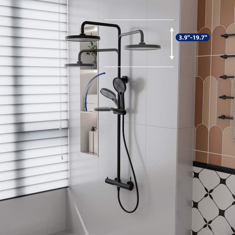 Modland Wall Mount 3-Function Shower System with 10" Rainfall, 1.59GPM, Matte Black/Rose Gold/Chrome