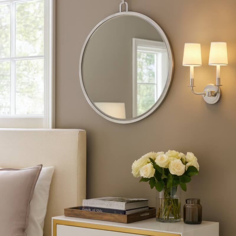 Varaluz Stopwatch Round Accent Mirror - 30"W x 30"H - Polished Nickel