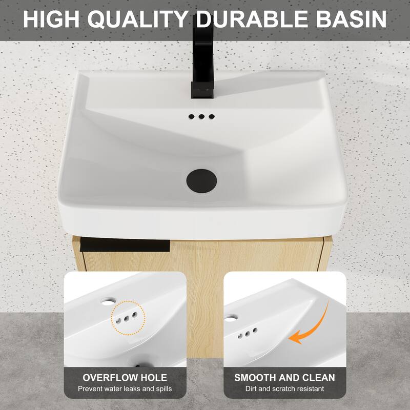 Beingnext 16''/20''/24"/30"/36" Bathroom Vanity with Sink, Floating Bathroom Vanity with Soft Close Door