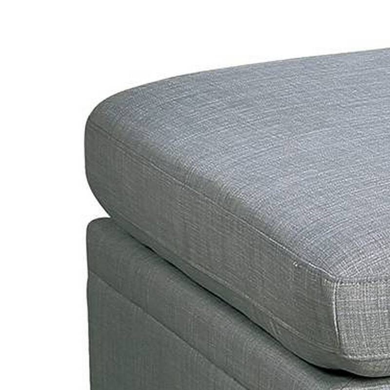 Gimy 37 Inch Ottoman, Cushioned Seat, Gray Dorris Upholstery, Solid Wood