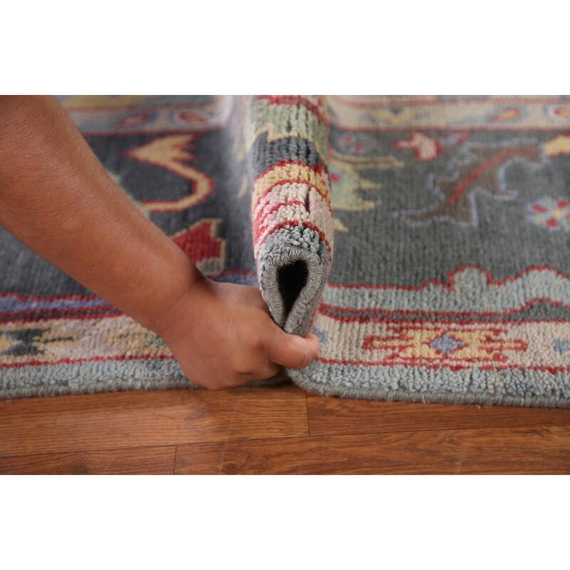 Blue Oushak Oriental Area Rug Handmade Wool Carpet - 8'1"x 9'10"