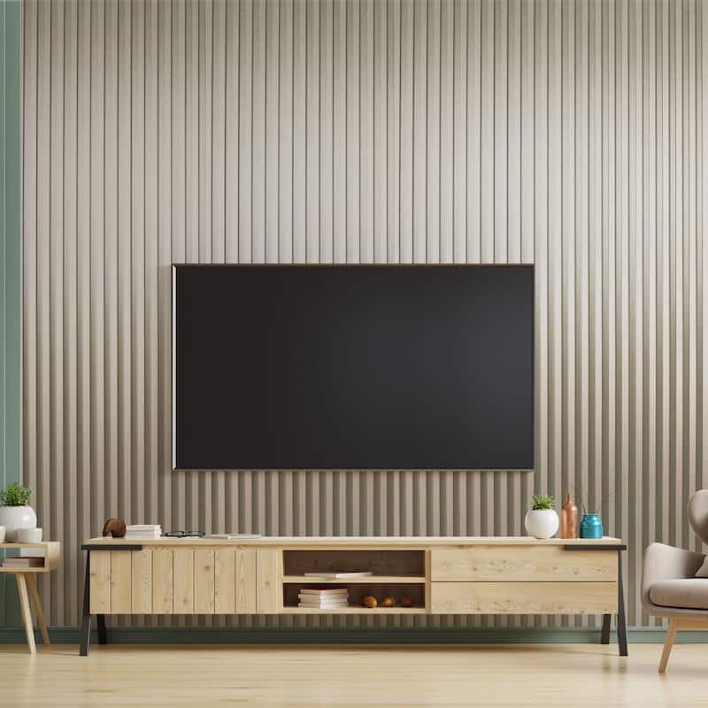 Art3d 104'' X 6.7'' Slat Wall Panel for Modern Decor, WPC Wall Paneling, Metallic Finish(Set of 8) - Champagne Silver