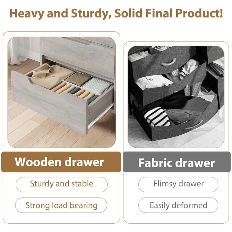 6 Drawers Wood Dressers, with Storage, 47.2"