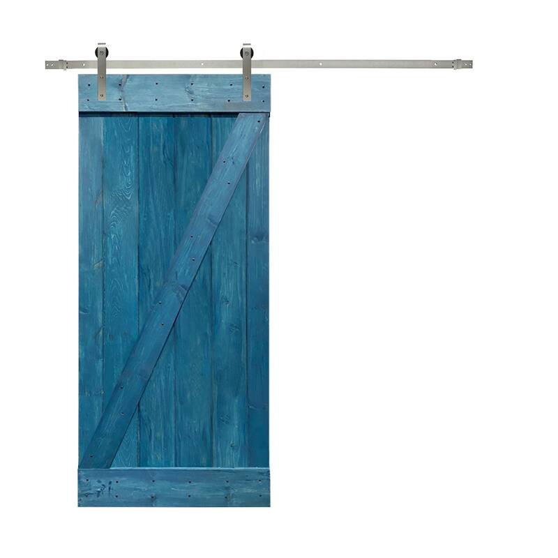 CALHOME Z Bar Series Solid Pine Wood Sliding Barn Door w/ Hardware Kit