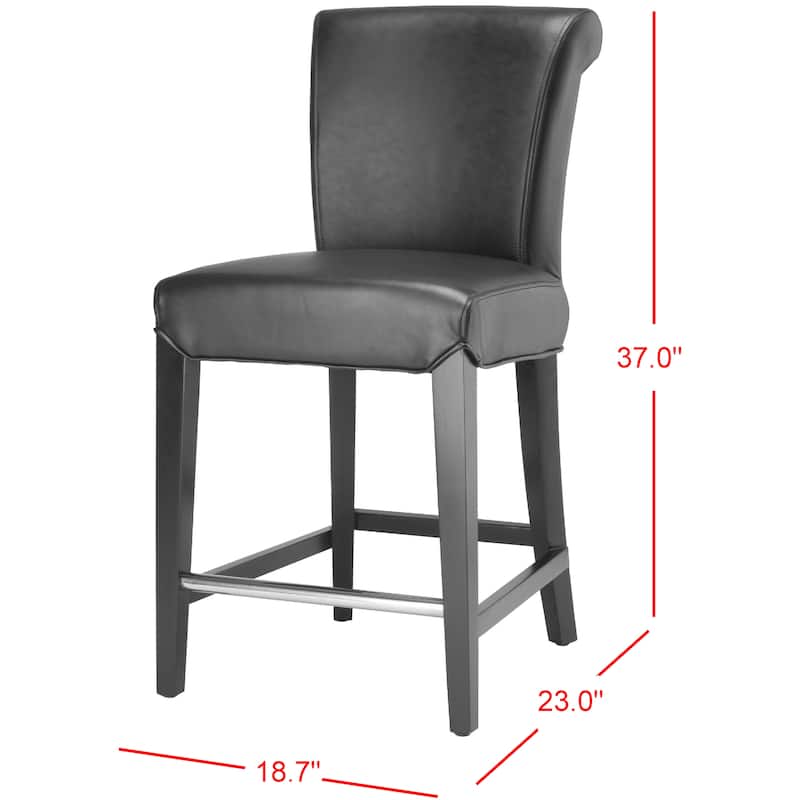 SAFAVIEH Jenelle Black Faux Leather 23-inch Counter Stool - 18.7" W x 23" D x 36.4" H - 19Wx23Dx36H