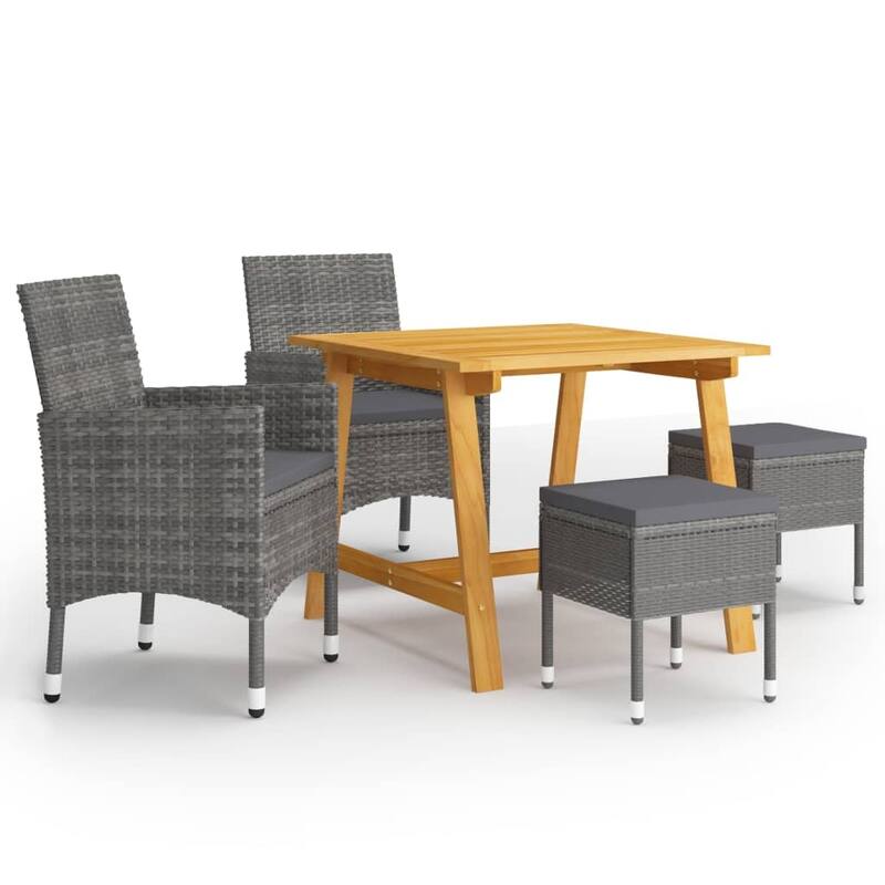 vidaXL Patio Dining Set Cushioned Outdoor Seating Table and Chairs 5 Piece - 34.6 x 34.6 x 29.1 in - Gray