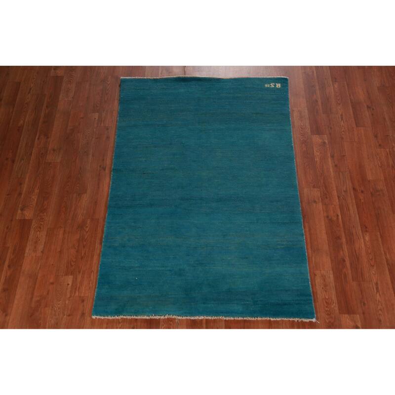 Modern Gabbeh Oriental Rug Hand-Knotted Wool Carpet - 3'3" x 4'9"