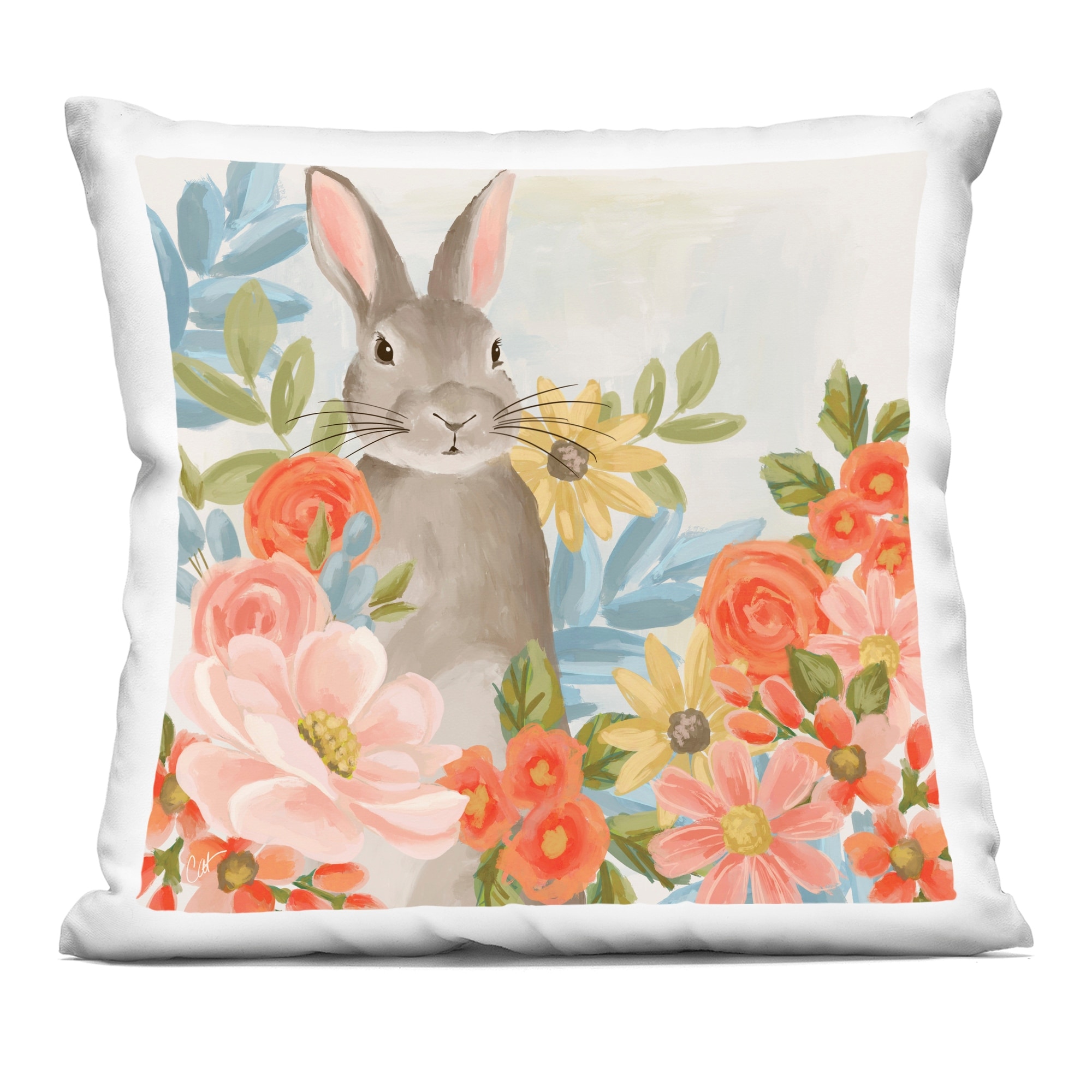 Stupell Bunny Among The Blooms Decorative Printed Throw Pillow Design by Cat Thurman Designs