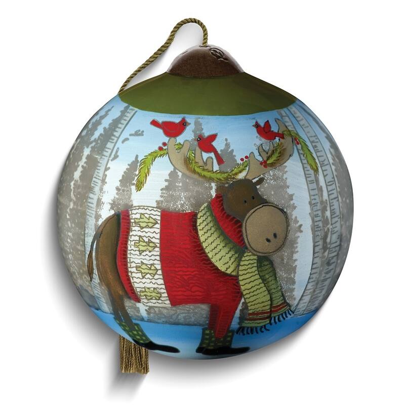 Curata Forest Friends By Lori Siebert Hand-Painted Glass Ornament