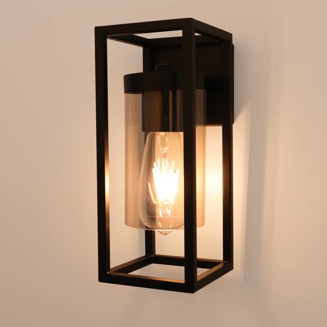 1-Light Modern Metal Glass Wall Sconce Wall Mount Light Fixture Black - 4.3 x 4.7x 10.6 inch -  4.3 x 4.7x 10.6 inch - Black Frame