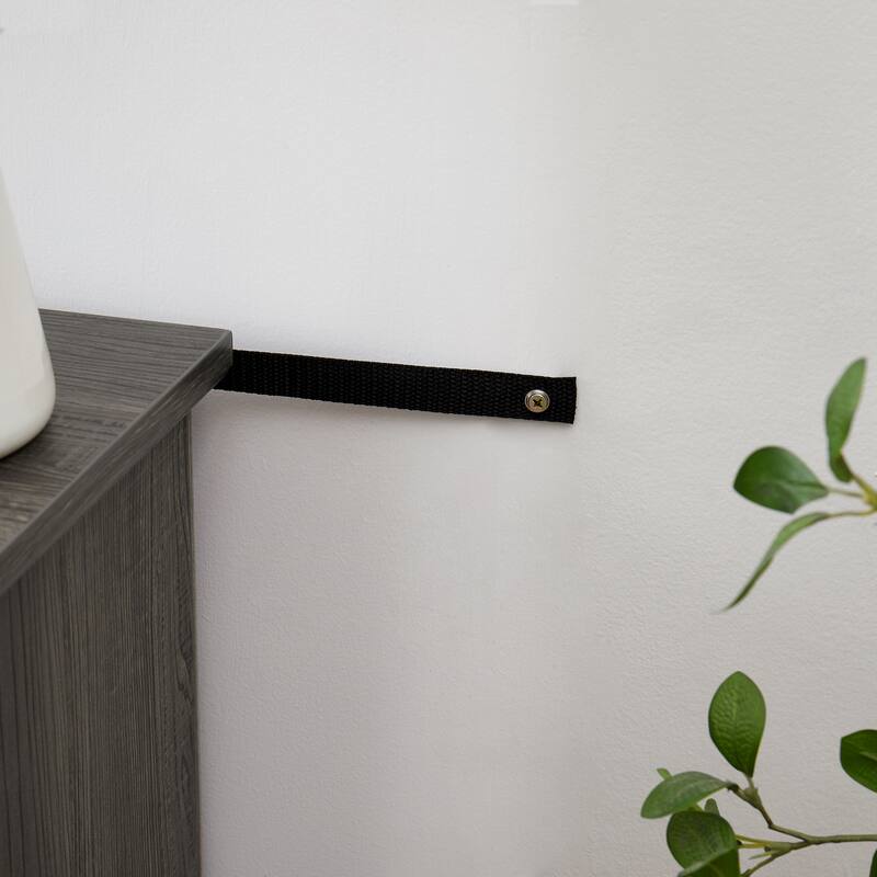 Anmytek Farmhouse TV Stand with Faux Stacked Stone Surround Accent Media Console for 60-69 inches TV Rustic Storage Cabinet