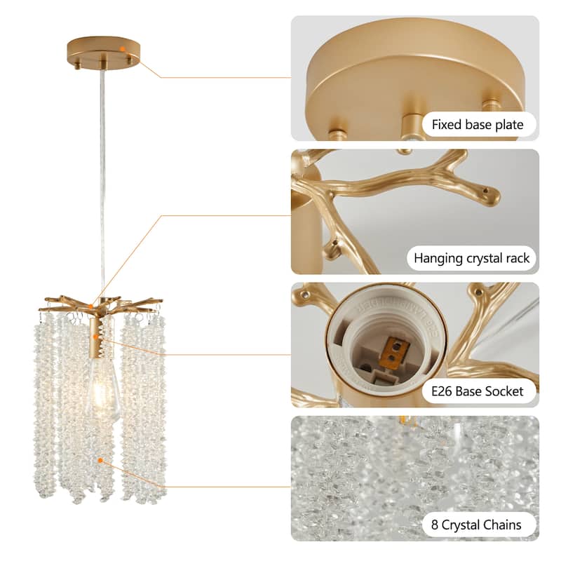 Luxury 3-Pack Crystal Pendant Lights, Elegant Golden Finish Chandelier with Waterfall Bead Design (No Bulbs)