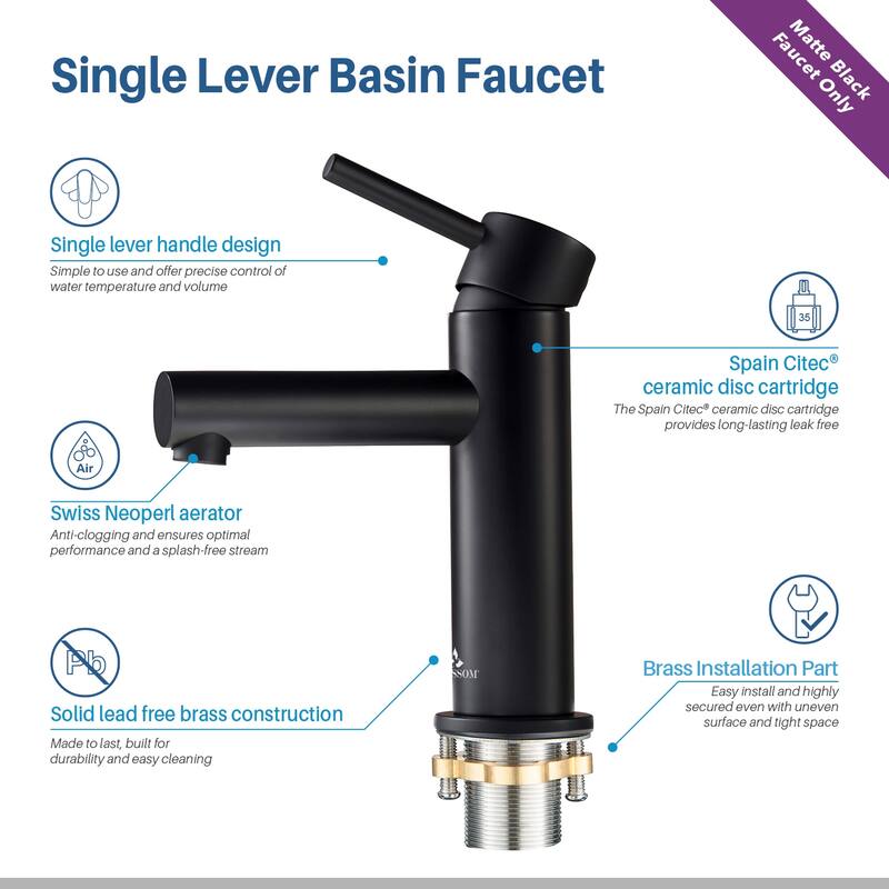 Blossom Round Single Handle Bathroom Sink Faucet, Single Hole