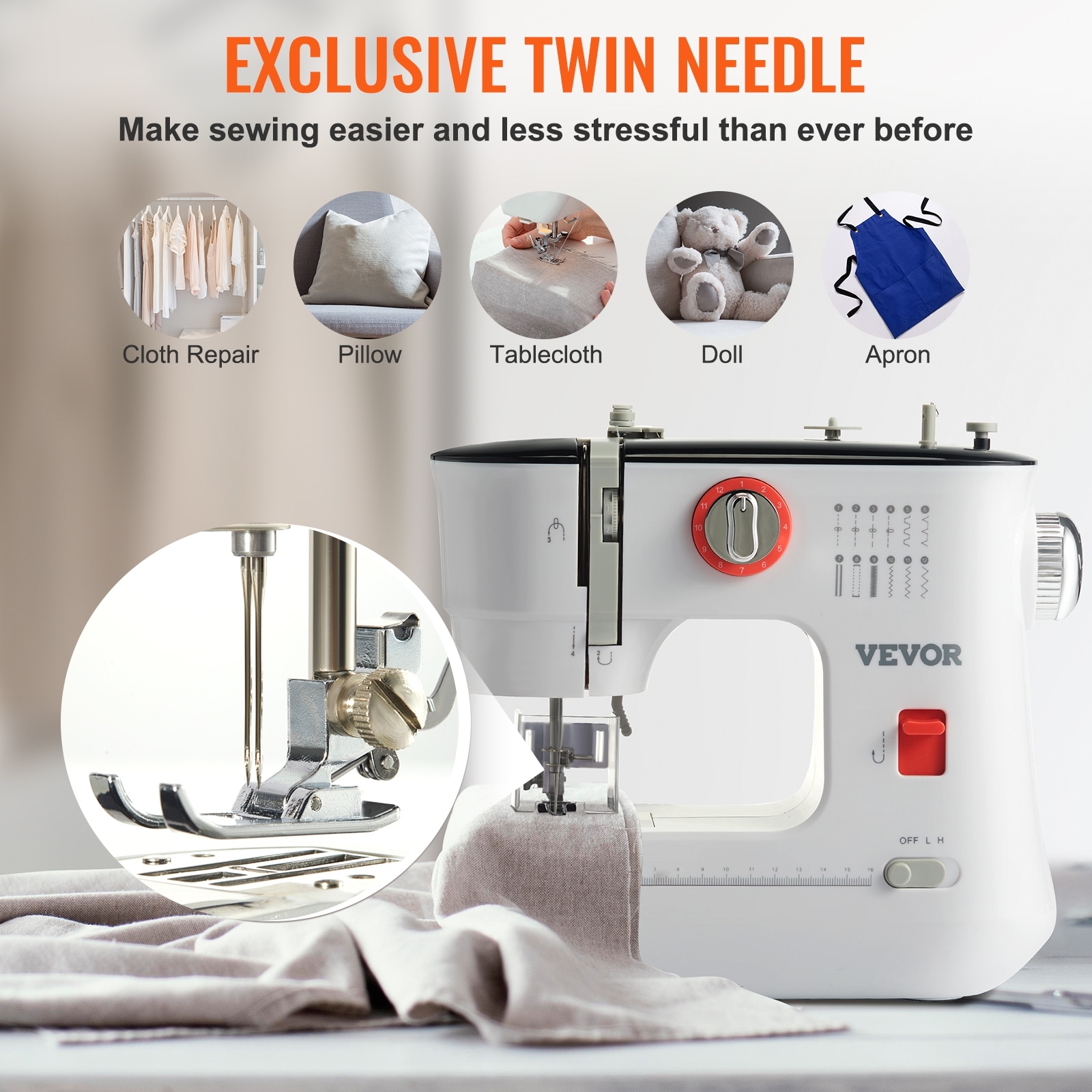 VEVOR Sewing Machine, Portable Sewing Machine for Beginners with