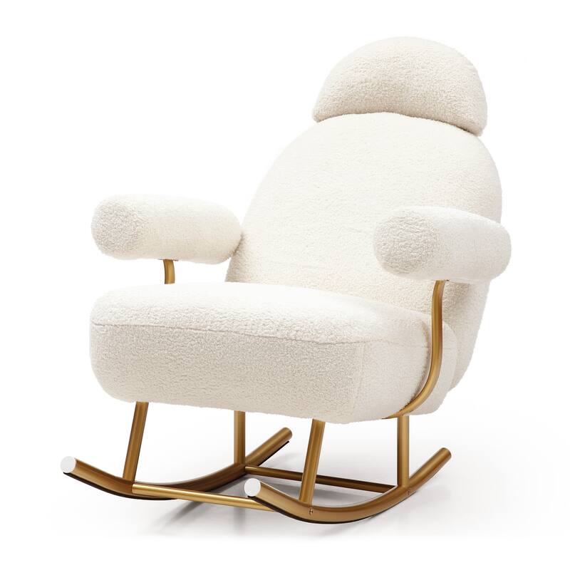 Modern Sherpa Fabric Nursery Rocking Chair