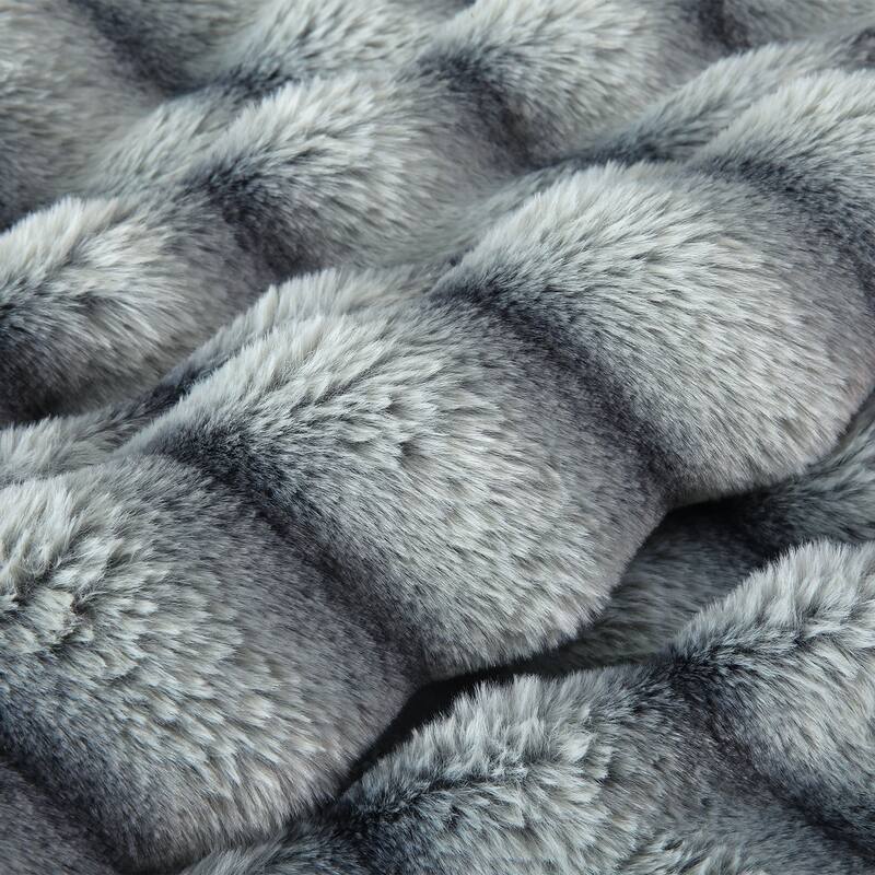 Warm Fleece Blanket Striped Fluffy Plush Bed Blanket 85"x93", 9lbs