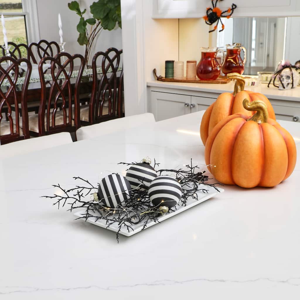 3" Glass Stripe Halloween Ball Ornament Box of 3