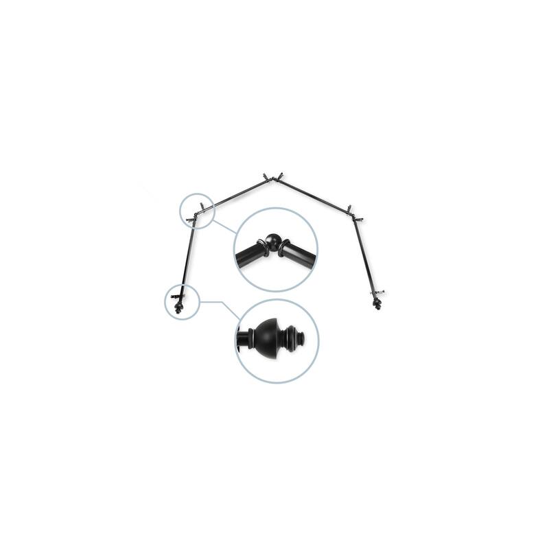 Black Curtain Rods & Hardware Set - Adjustable Rods with Finials - Modern Home Decor - 28 to 48 Inch - M