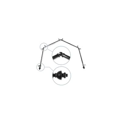 Black Curtain Rods & Hardware Set - Adjustable Rods with Finials - Modern Home Decor - 28 to 48 Inch - M