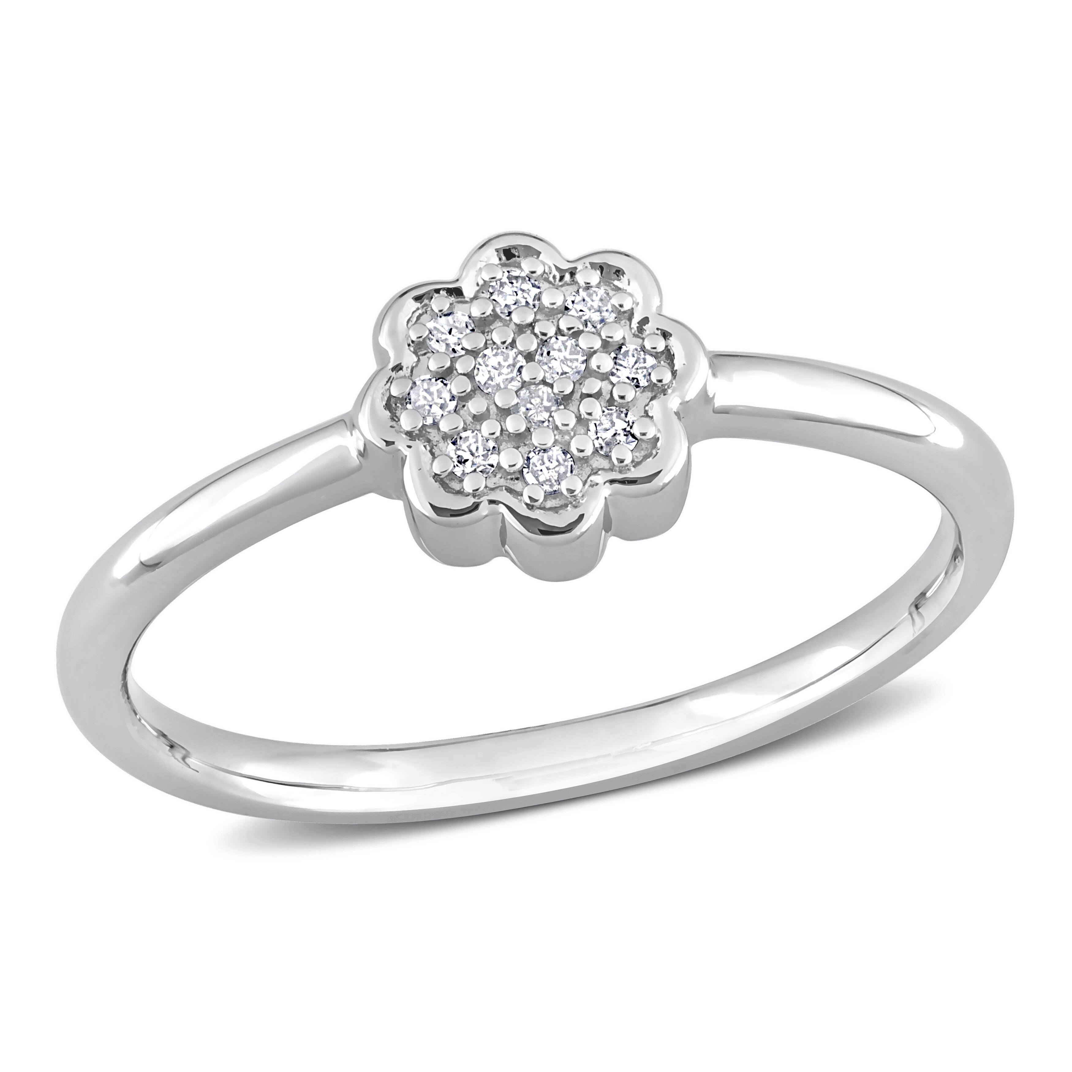 Miadora Diamond Accent Floral Ring in Sterling Silver