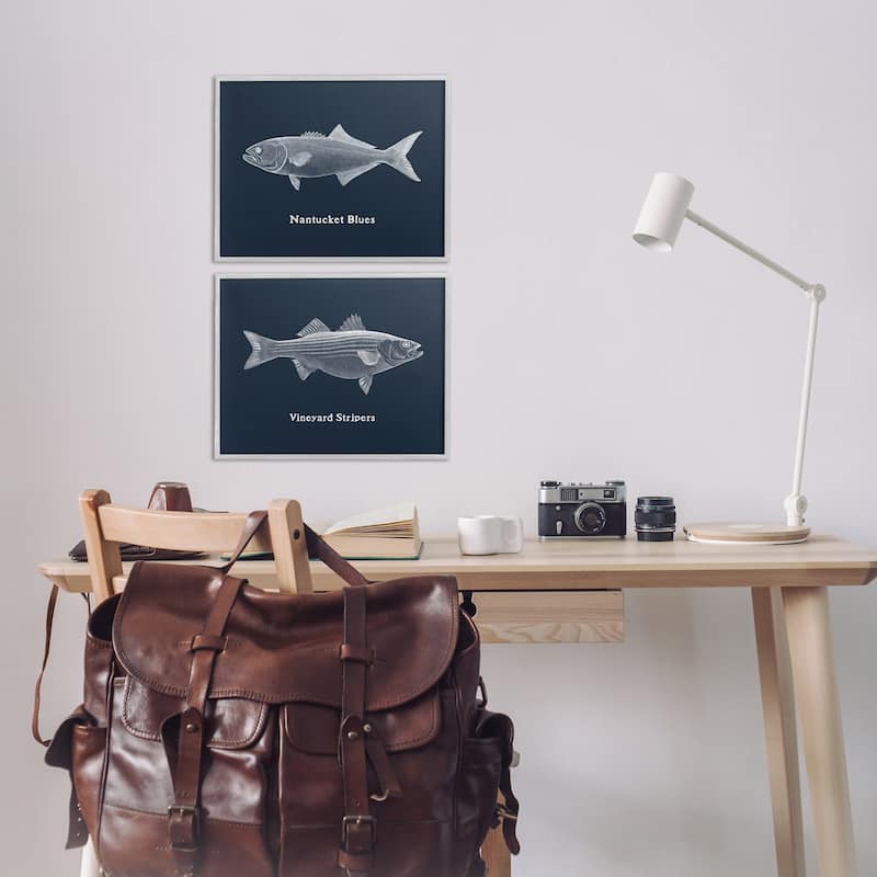 Stupell Harbor Fish Phrases Framed Giclee Art Design By Phillipa Katz (Set of 2)