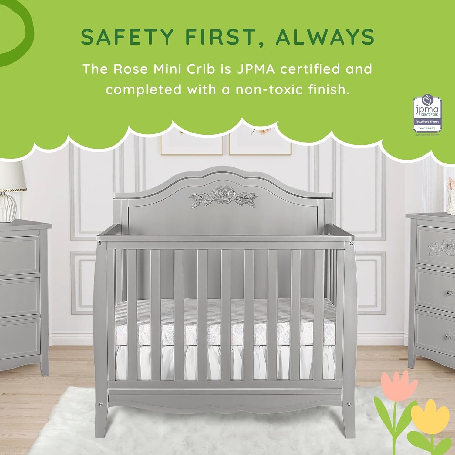 Sweetpea Baby Rose 4-in-1 Convertible Mini Crib - buybuy