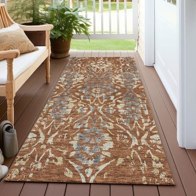 Machine Washable Indoor/ Outdoor Chantille Traditional Distressed Rug